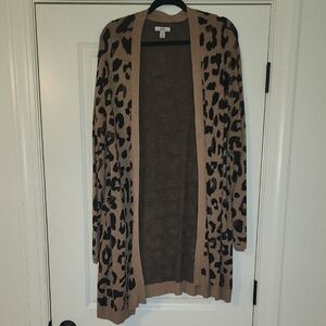 Croft & Barrow Tan and Black Leopard Cardigan